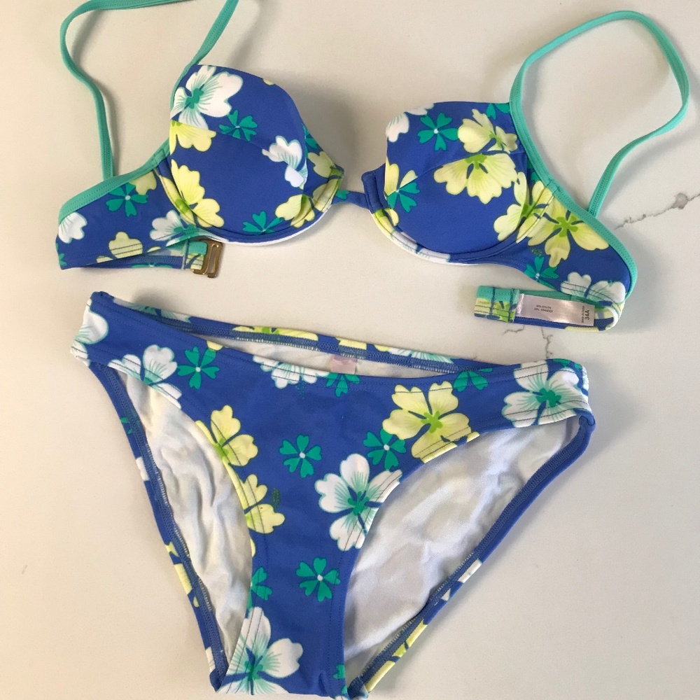 Victoria’s Secret Women’s 2 pc Bikini Swimsuit 34A Top & XS Bottom Floral NWOT
